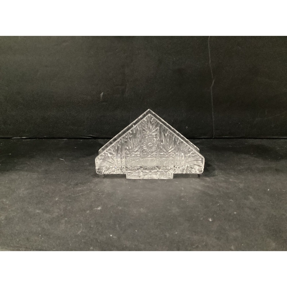 Bohemia 24% Lead Crystal Napkin Holder Czech Republic Star Of David Vintage